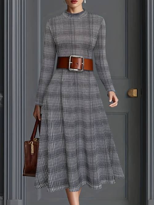 autumn winter womens fashion printed style long sleeve dress casual style evening dress