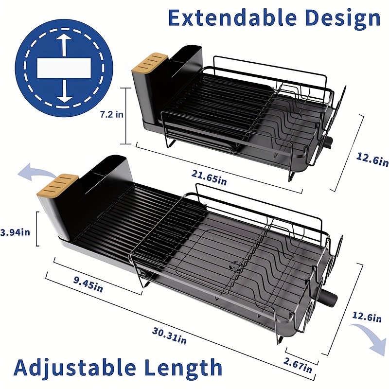 large dish drying rack with   set dish rack extendable dish rack utensil holder cup holder expandable dish drainer for kitchen counter Product details 0