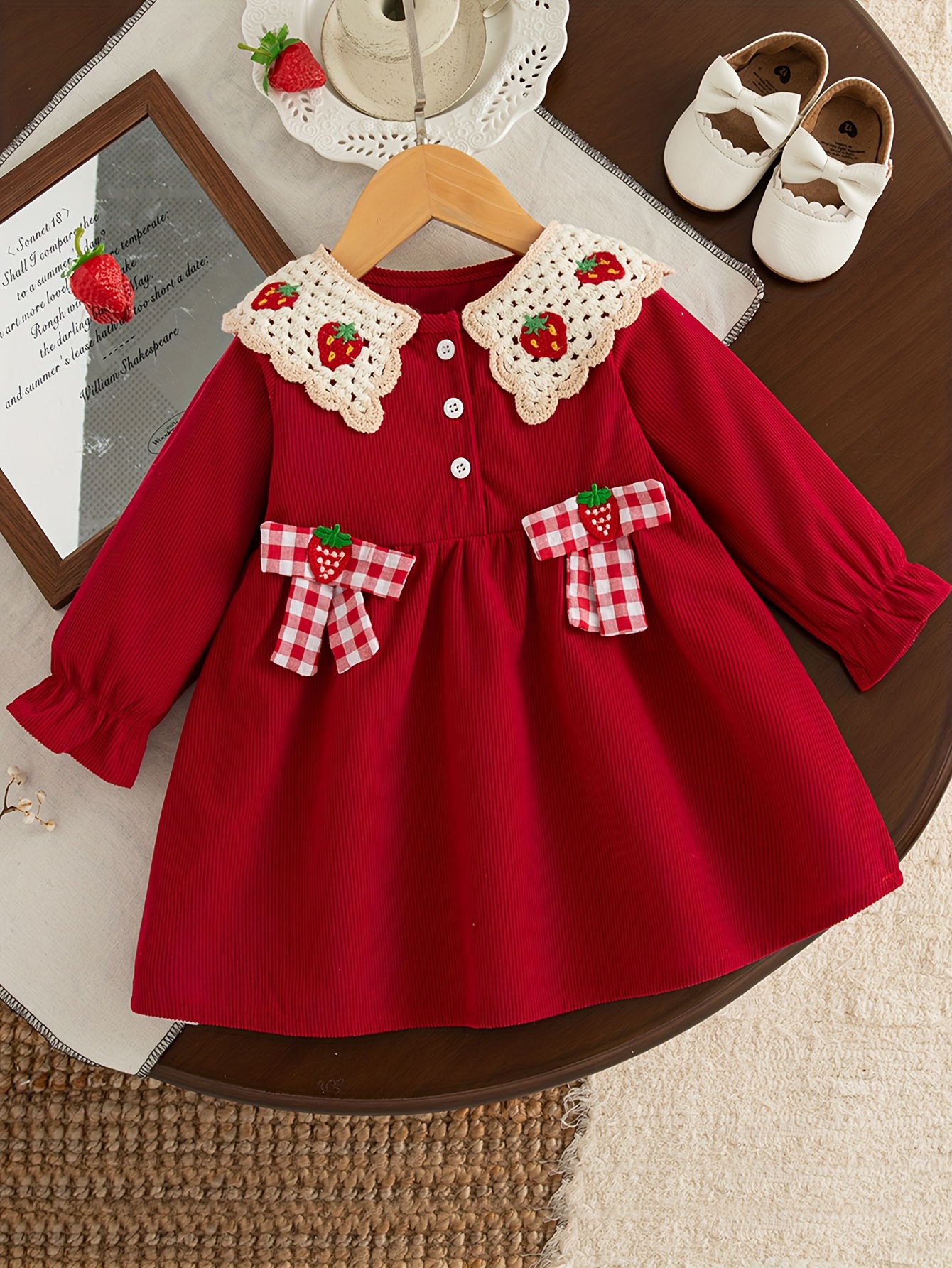 open lace back dress Audrey Girl's Dress in Red  Classic Girl