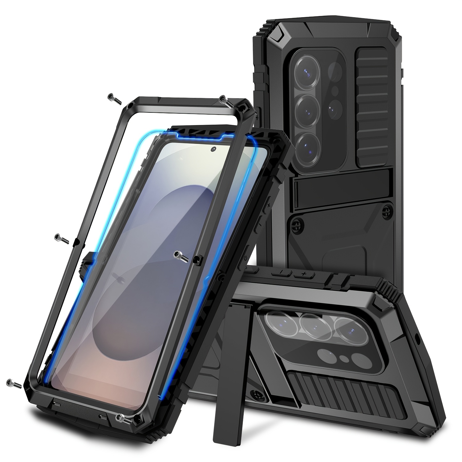 TEMU Phone Case - Suitable For S26/s25/s24/s23/s22/s21 Ultra S25/s24/s23/s22 Aluminum Alloy Screw Frame Protective Case, Retro Phone Case, Sturdy