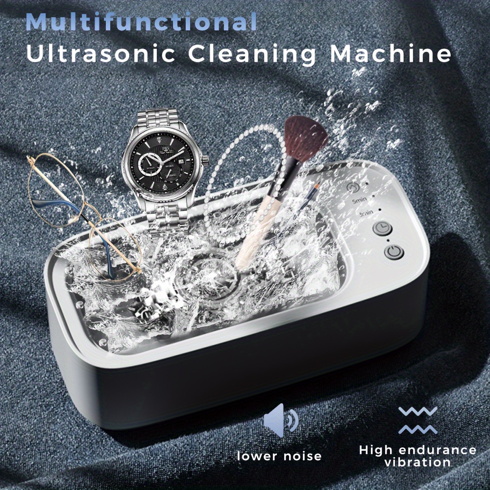 

1pc Professional Ultrasonic Jewelry Cleaner With Timer, Portable Cleaner For Glasses, Rings, Earrings, Coins, Tools, Plastic Material