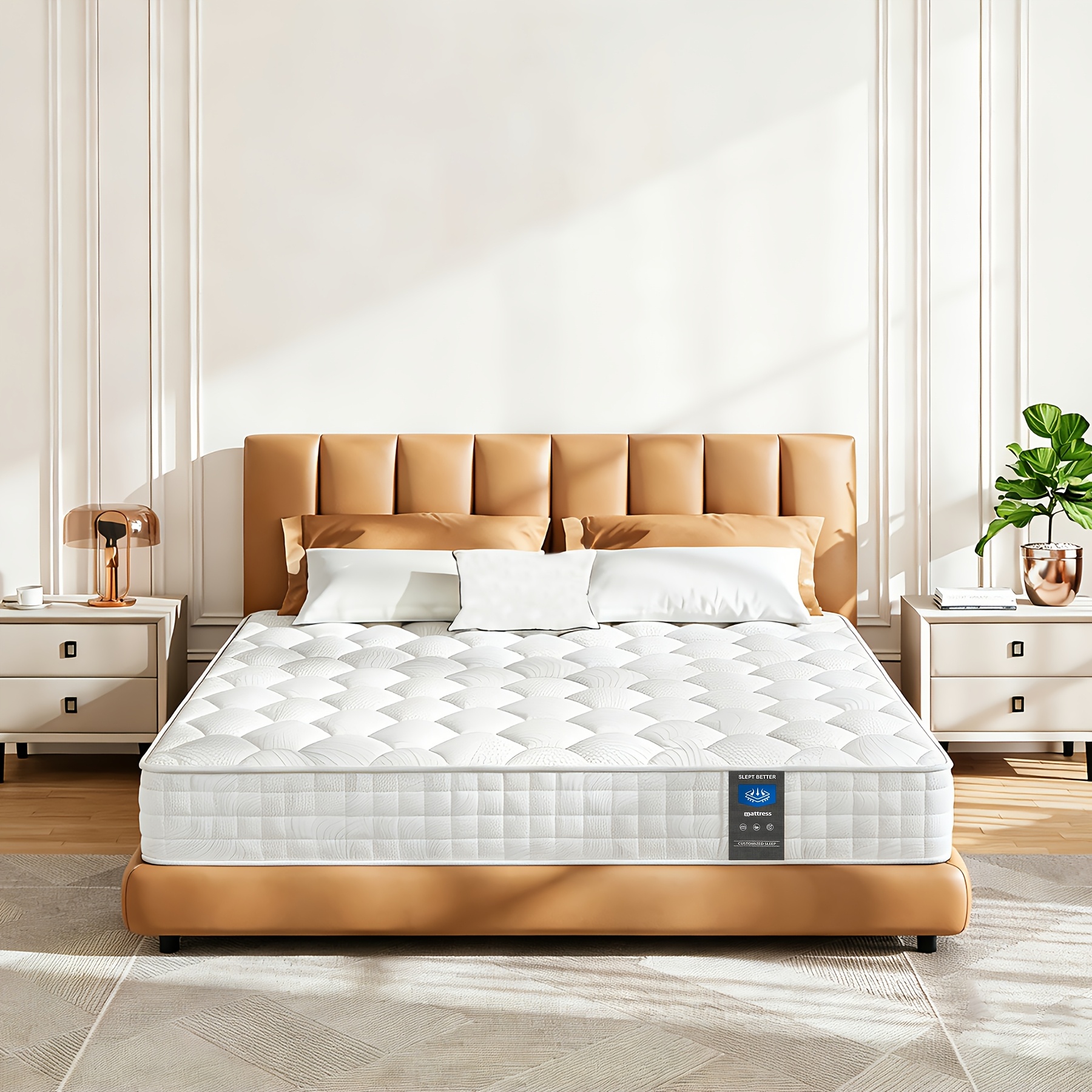 Memory Foam Hybrid Mattress 22/25cm, Springs With Comfort Foam Layers, Medium Firm Support, Shock Absorption Technology, Breathable Sleep Surface
