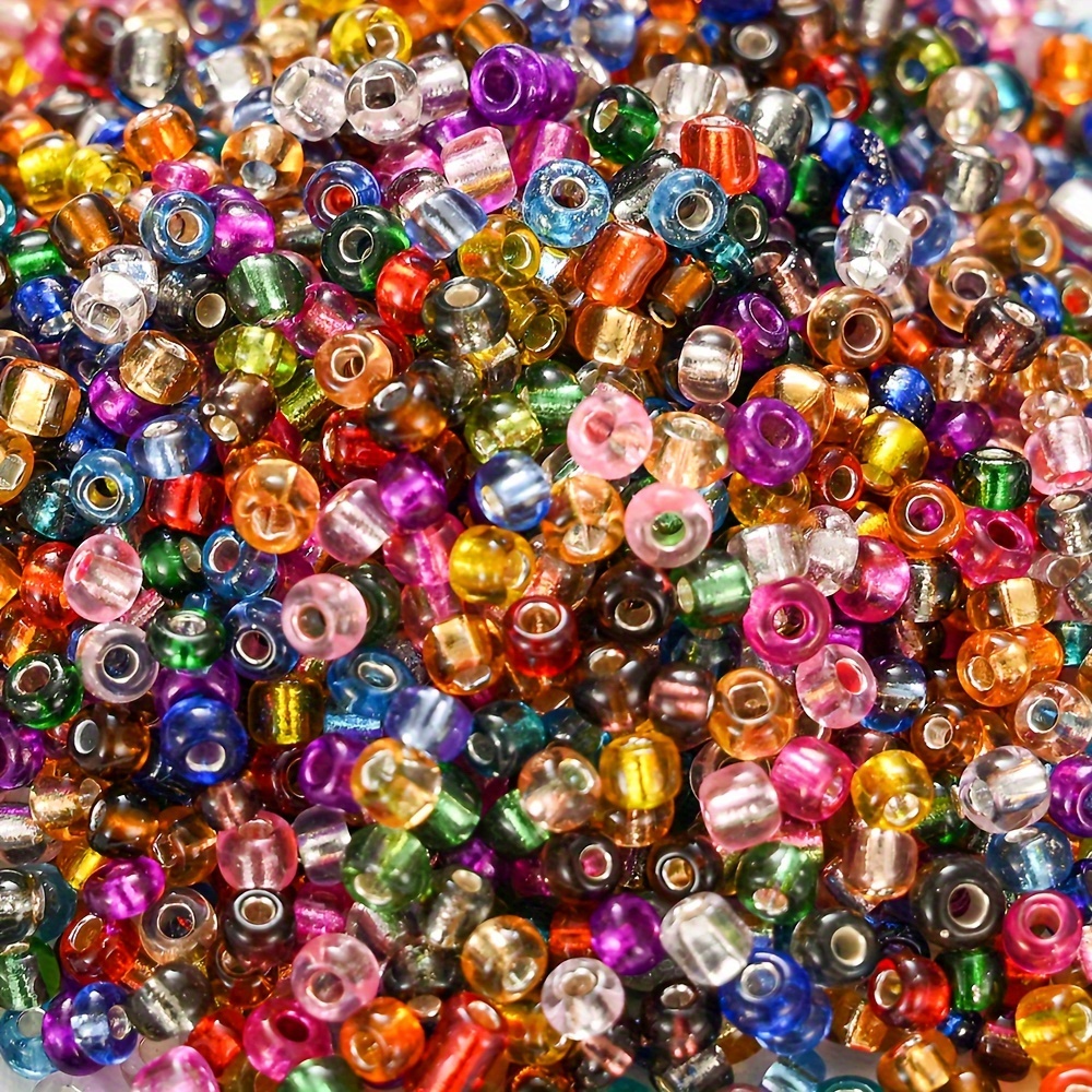 

Lot de 1600 perles de rocaille en verre de 4 mm, multicolores et transparentes, assortiment de fournitures de perlage DIY