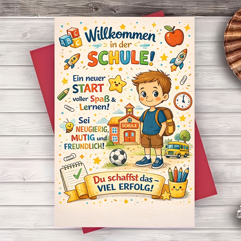 Image of 1 Envelope And 1 Greeting Card Back To School Congrats Greeting Card 2d Cute Illustration For Students Teachers Parents Encouragement Office Classroom Gift Blank Insidegreeting Card