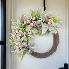 1 7 inches spring and summer floral wreath door hanging basket beautiful artificial spring and summer wreath welcome sign for the front door porch cottage decoration