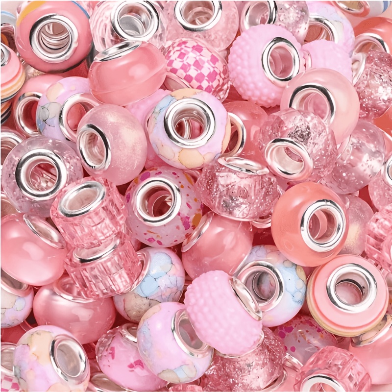 TEMU 30pcs 9 X 14mm 9 Styles Of Colored Mixed Resin European Large Hole Beads Spacer Beads Craft Beads Making Pen Beads And Garden Bead Decoration