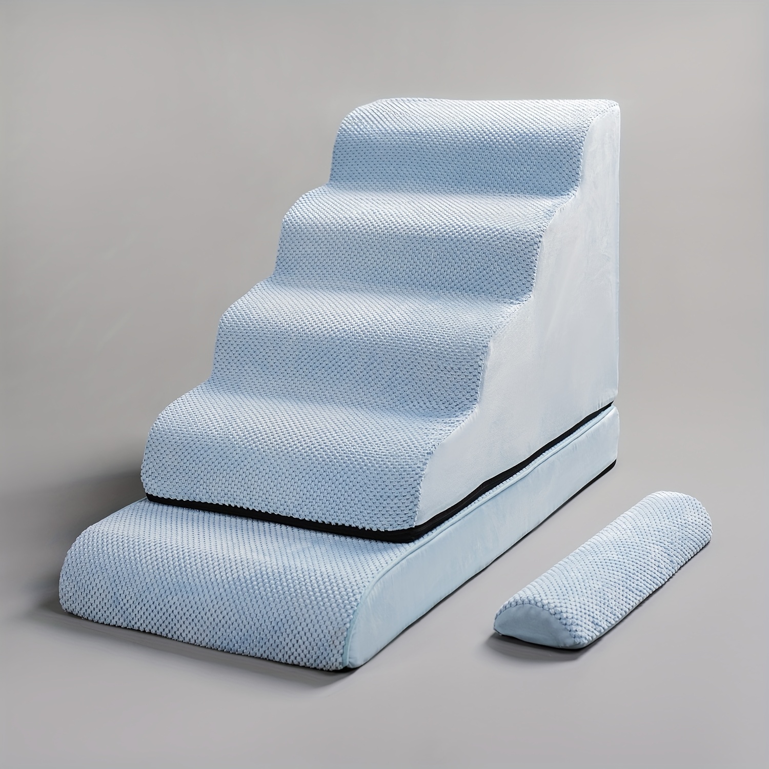 TEMU 1pc Washable Dog Staircase With Non-slip Base - High Foam Pet Ramp For Small To Medium Dogs, Easy Assembly, Durable Fabric Cover, Ideal For