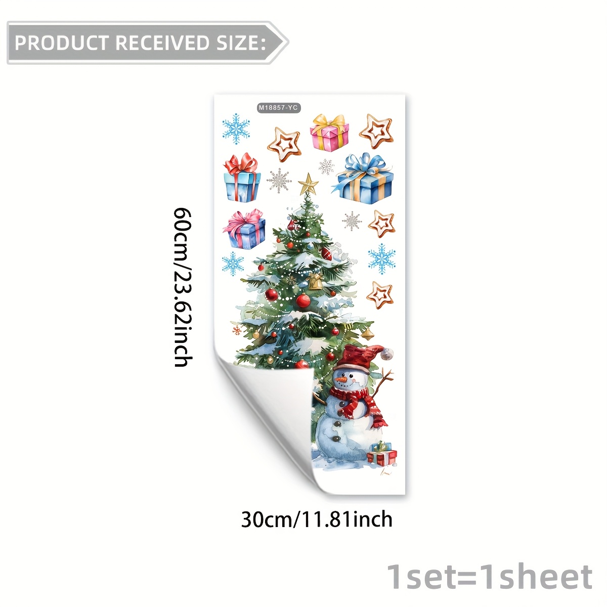 30x60cm Winter Snowflake & Christmas Tree Temporary Wallpaper Sticker - Pvc -scale Decoration Suitable For Home, Parties,, Doors - Application