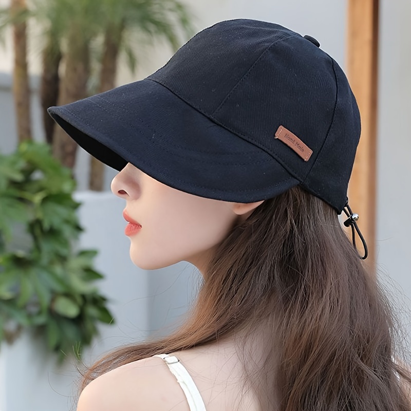 

Women's Sun Protection Baseball Cap, Casual Black Peaked Hat, Spring/summer Season Wide Brim Sunshade Hat