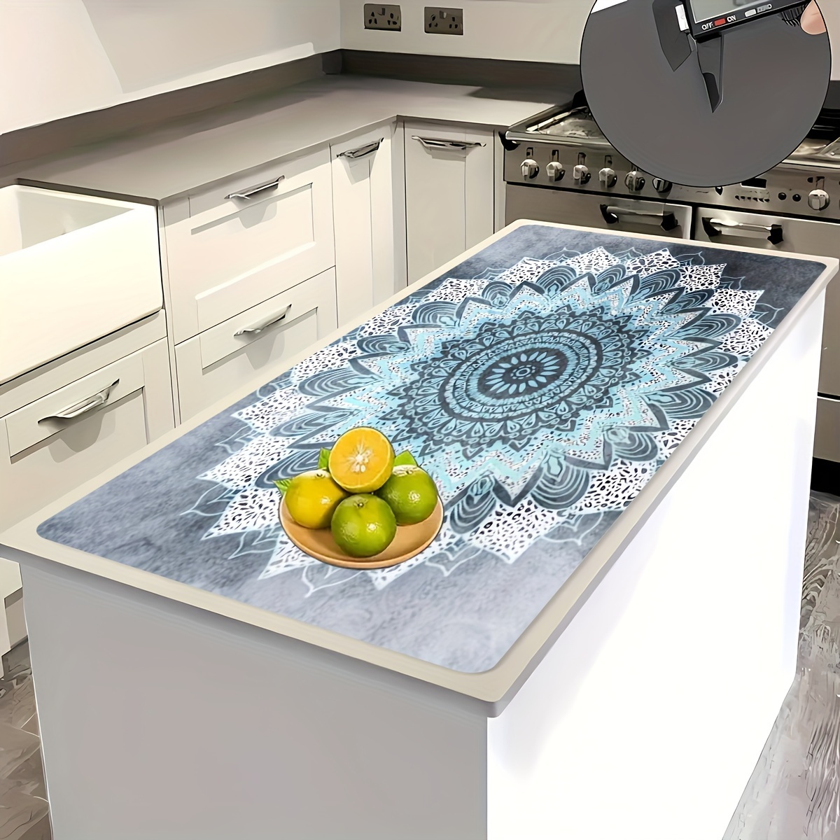 

1pc Floral Silicone Kitchen Counter Mat - Large, Anti-slip & Heat Resistant, Desk Protector For Home And Office Use