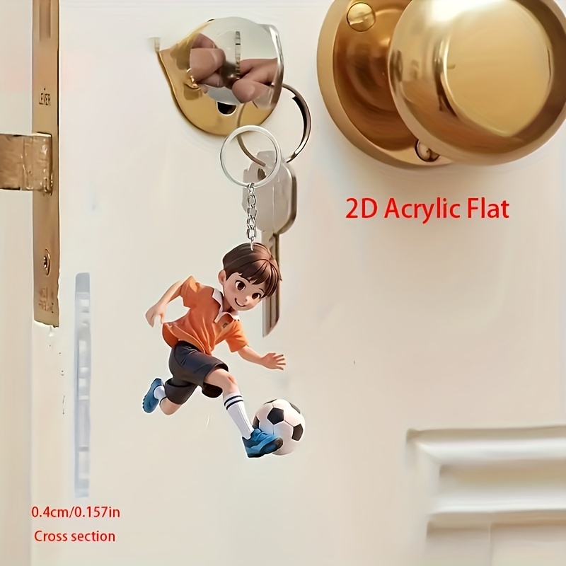 TEMU 2d Flat 1pc Soccer Acrylic Keychain Suitable For Christmas, Graduation Season Gifts, Valentine's Day, Mother's Day, Father's Day Gifts, Birthday