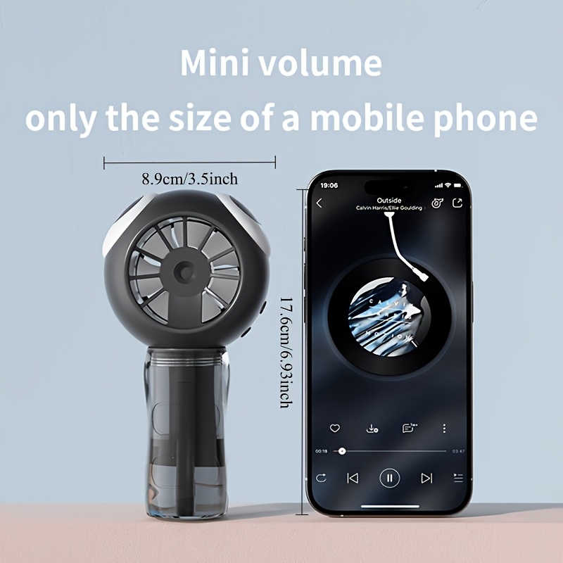 nano spray handheld tabletop dual use fan four   wind with quiet   4 color options transparent water tank for humidification and cooling large capacity with long   type c fast charging mini portable design