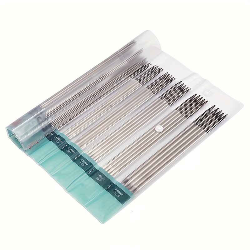 TEMU Kit de 55 agujas de tejer de acero inoxidable de punta corta, 20 cm de largo, con tamaños de agujas de punta que van desde 2.0 mm 6.0 mm, para