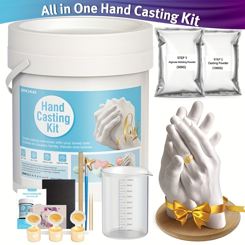 Valentine's Day DIY Hand Mould Set - JANCHUN Couple Plaster Cast, Sculpture Base, Paints - Anniversary, Birthday, Wedding, Her/him, Couple, Friends, Young People, Gift, Hand Mould Set