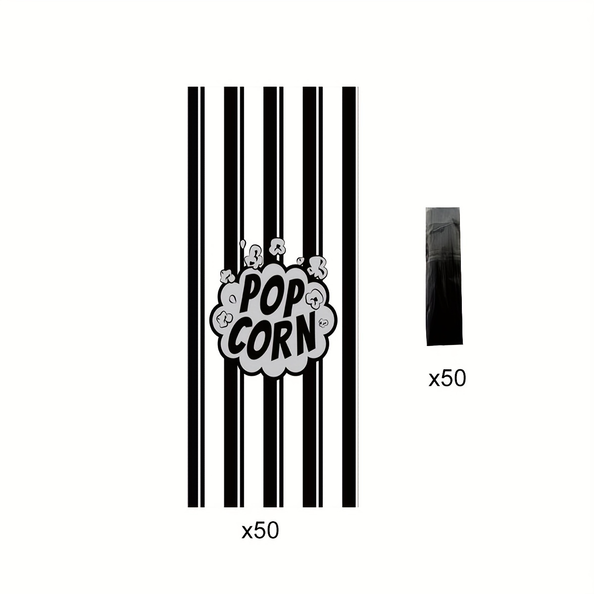 Image of 50pcs Black And White Striped Gift Bags With Twist Ties, Clear Cellophane Snack And Candy Sacks For Parties, Candy