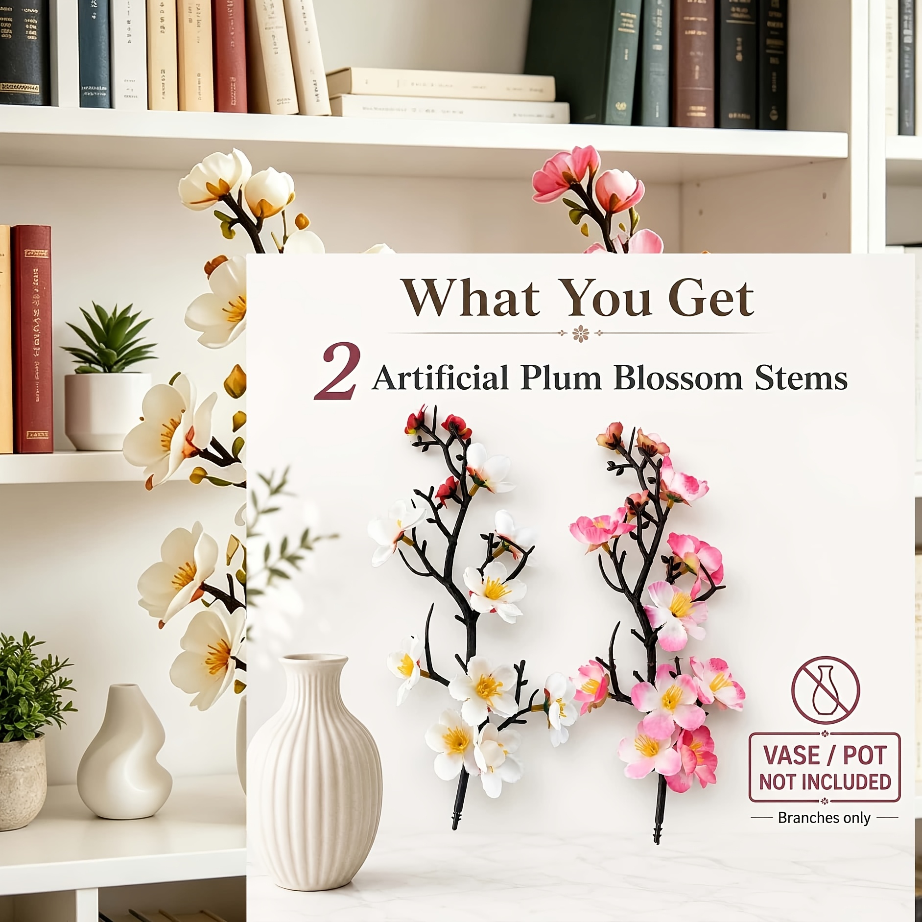 2-Color Combination Pack of Realistic Plum Blossoms