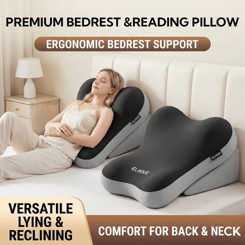 item picture ergonomic bed wedge pillow adjustable memory foam backrest for reading 2pcs split design support pillow for sitting up in bed non slip lumbar neck cushion for home office relaxing