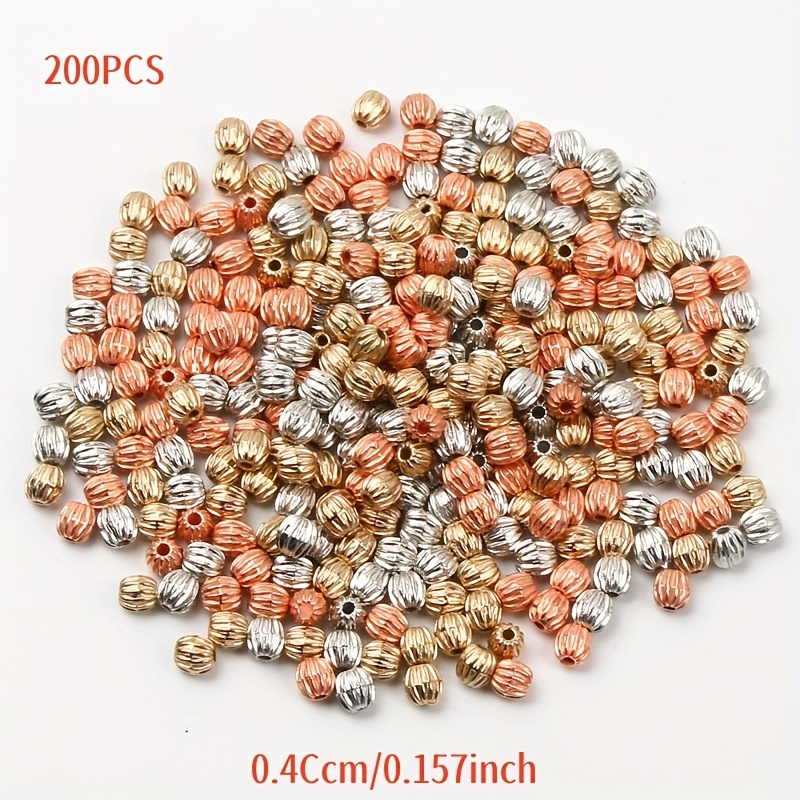 200pcs Mixed Colors 4mm Pumpkin Beads Spacer Beads For Necklace Additions Loose Beads Material