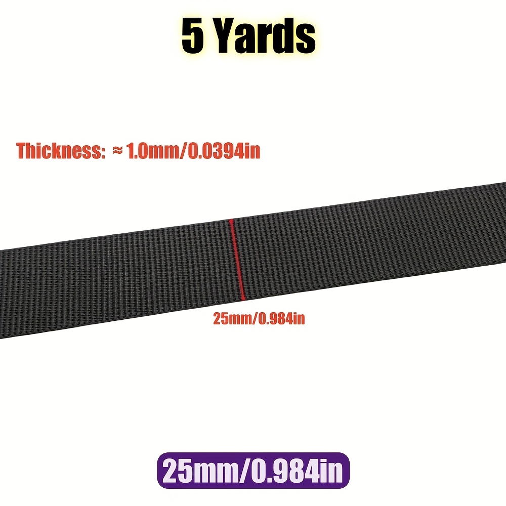 E-shop 5 Yards/Pack 10-50mm Schwarzes Nylon-Gurtband Rucksackgurt Haustierhalsband Sicherheitsgurt Band für , Kleidung, DIY-Nähzubehör