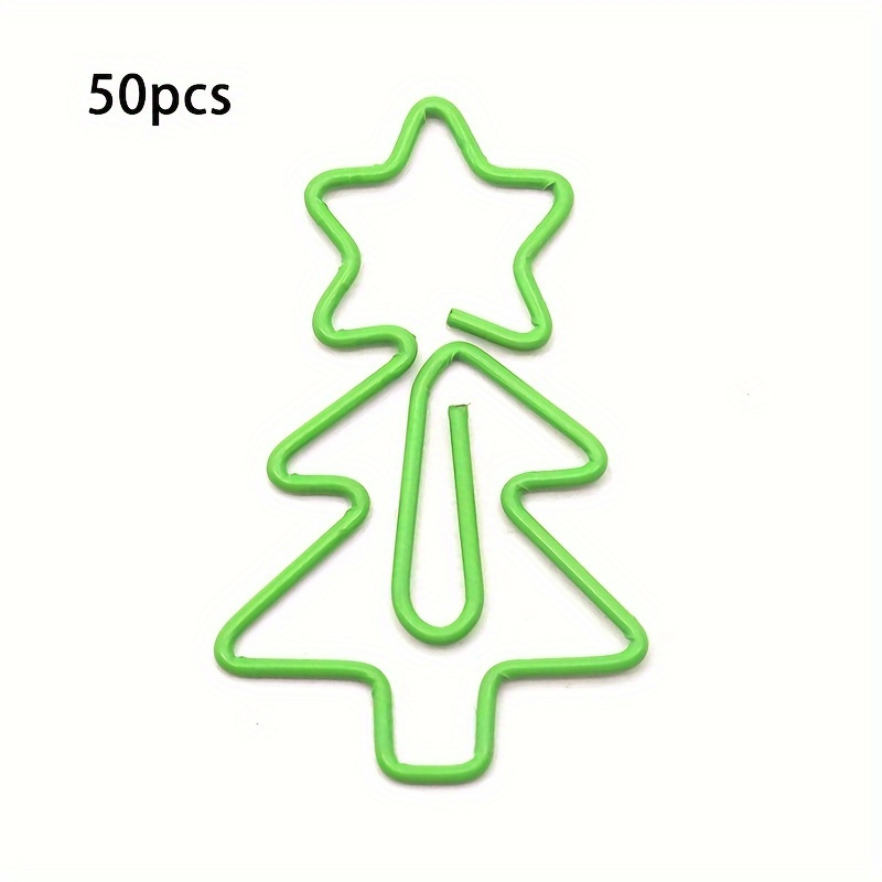 50 Pcs Green Christmas Tree Paper Clips - Office Supplies, Iron Material, Organizing Papers And Gifts