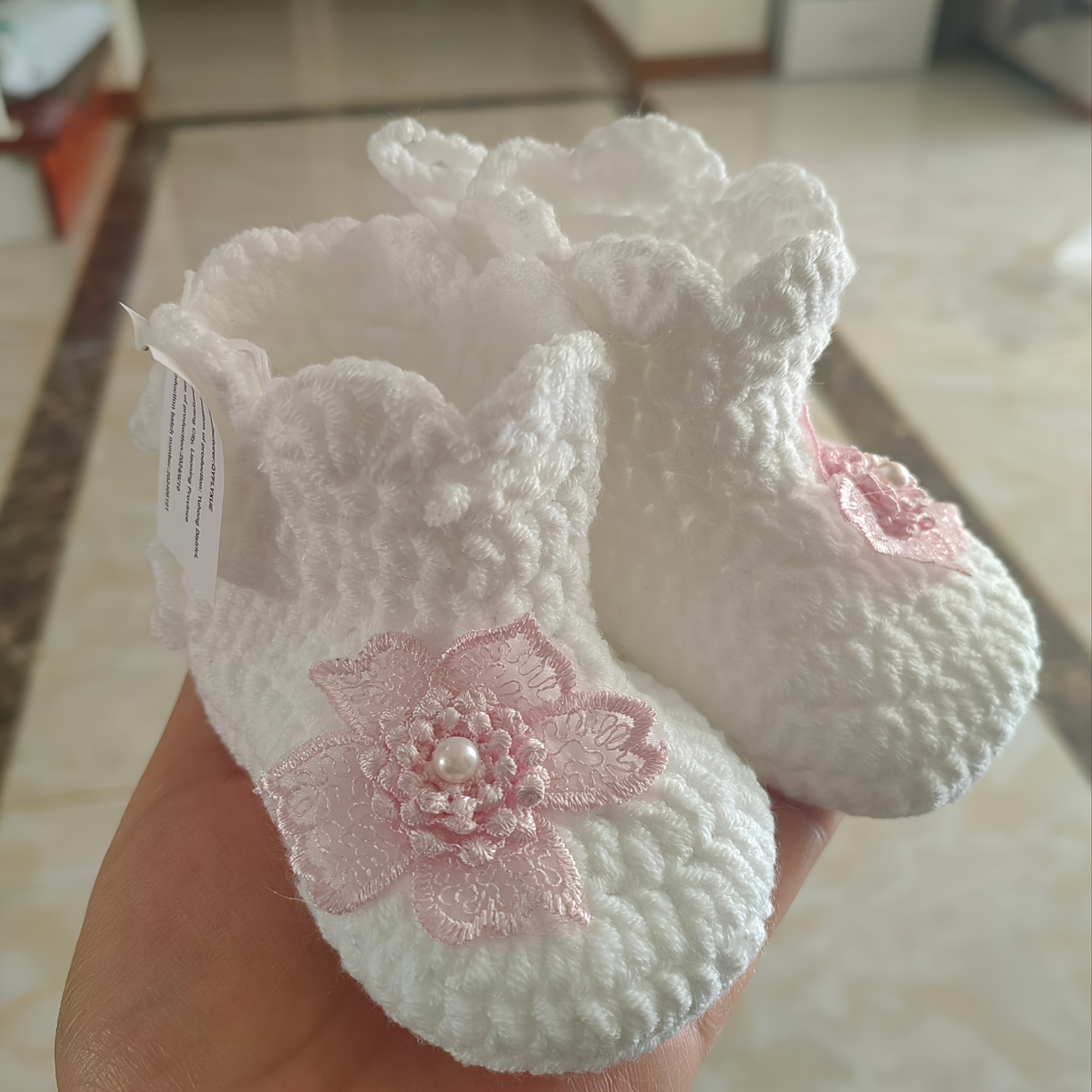 Image of Hand-knitted Children's Shoes, Adorable Girl Boots, Handmade Soft-soled Shoes, Baby's Birthday Gift Shoes