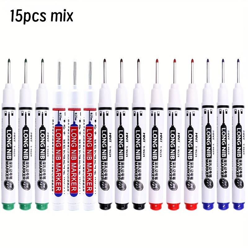 Image of 15pcs/set Woodworking Long Head Markers(20mm),,quick-drying,bathroom,woodworking Decoration, Deep Hole Marker Pens,suitable For Wood, Metal, Paper,glass Object Surfaces
