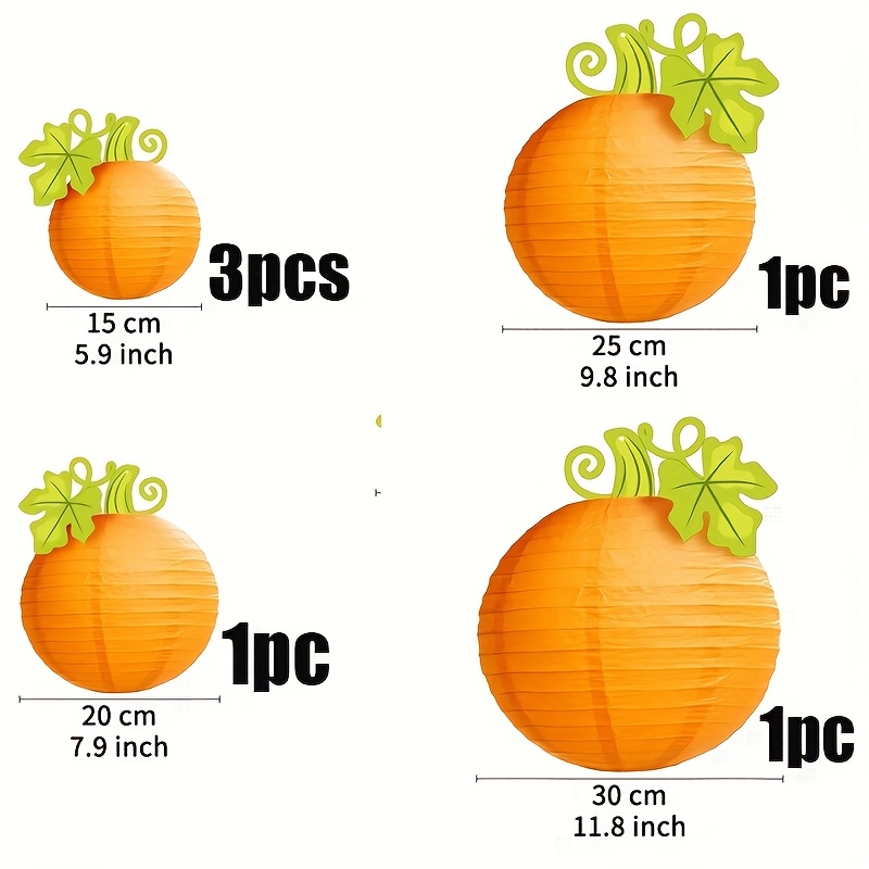 6pcs Pumpkin Paper Lanterns, Hanging Pumpkin Paper Lanterns For Party Decorations, Themed Room Decor, Suitable For Thanksgiving And Halloween Parties