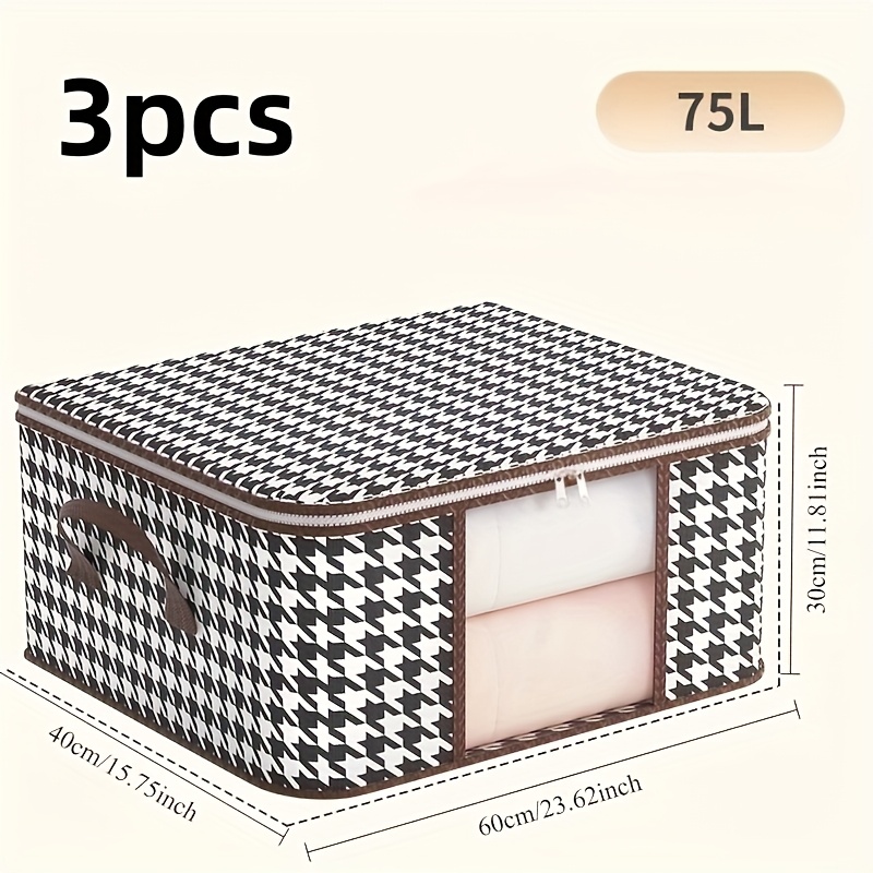 E-shop 1/3 Stk. (50L 70L) extra große, faltbare Stoff-Aufbewahrungsboxen mit Klappdeckel Griffen, langlebige Vliesstoff-Organizer-Boxen für