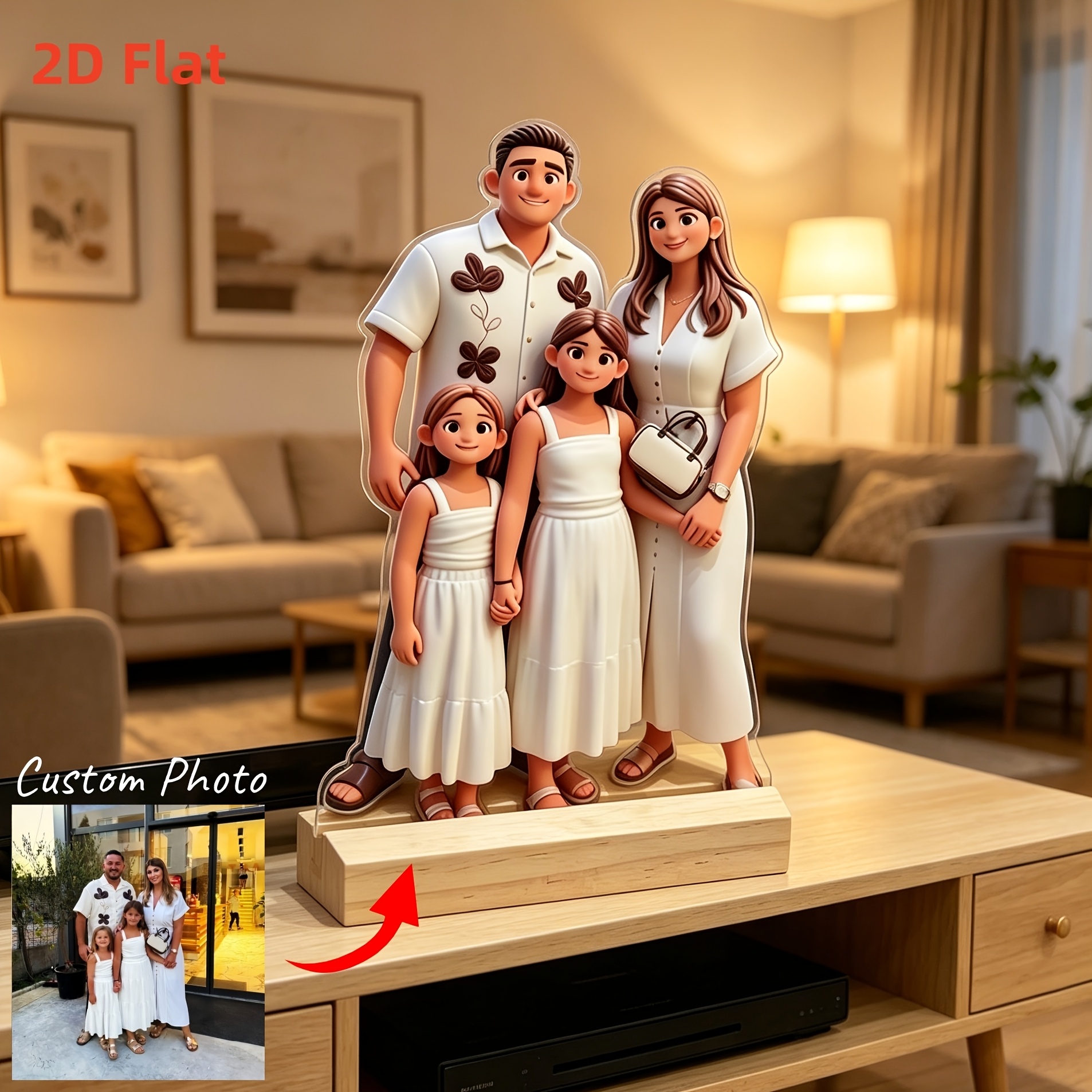 TEMU Figura de fotográfico 2D personalizado - Soporte de imagen de dibujos animados personalizado diseñado por IA, adecuado para decoración de