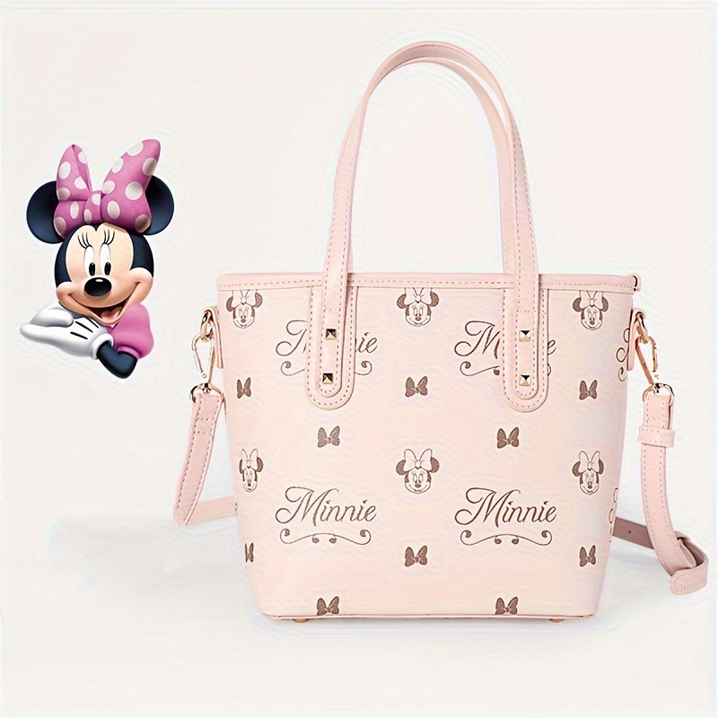 

Cartoon Chic, Sac à Épaule Minnie Mouse Rose en PU - Polyvalent, Étanche, , Tote de avec Bandoulière Fixe, Fermeture Éclair, et Imprimé Cartoon pour Femmes, Accessoires de Voyage