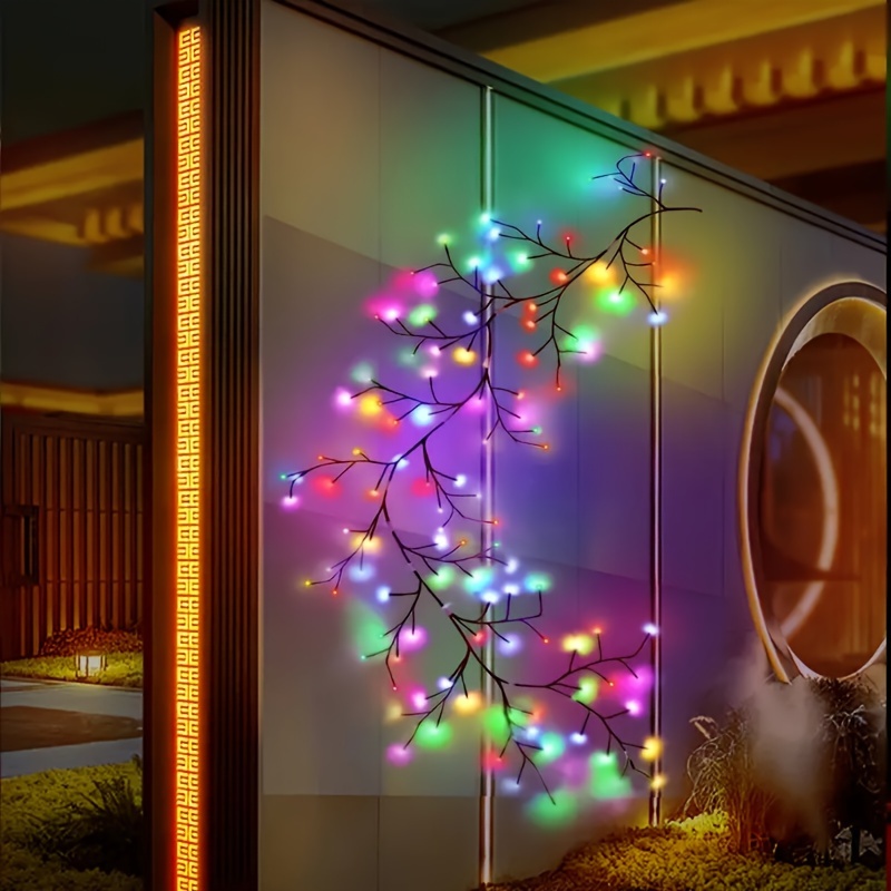 1 set colorful courtyard desktop decoration willow vine led light string 8 lighting   flashing usb power supply rgb wall mounted christmas branch light with button switch curtains bedroom balcony fence   porch decoration 71inch Product details 4