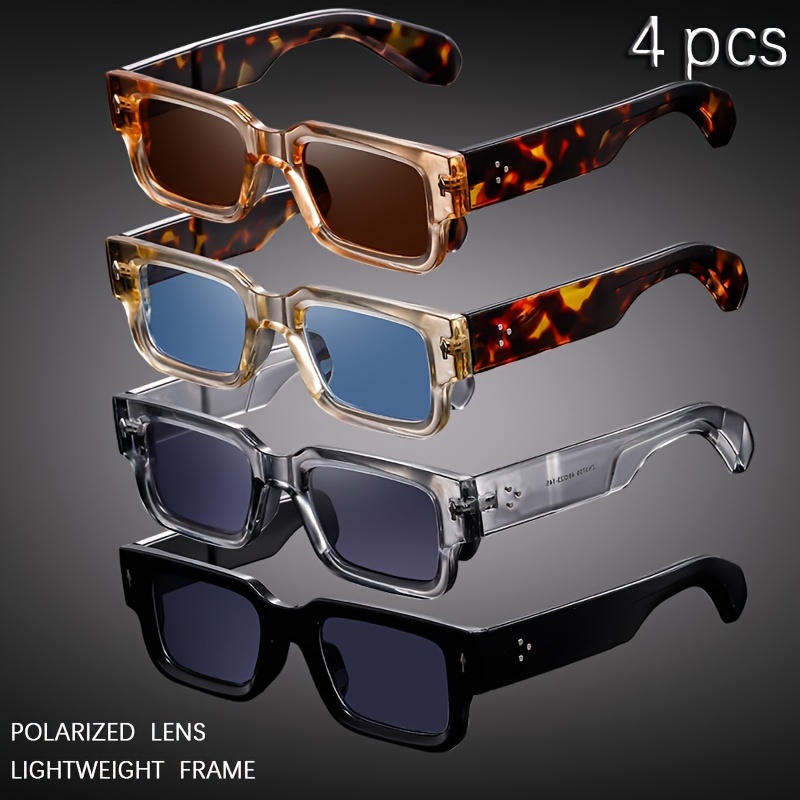 

Lot de 4 Lunettes de Mode Y2K Punk Noires à Monture Rectangulaire , pour Hommes et Femmes, pour Fêtes en , Vacances, Conduite et Accessoires de Photographie