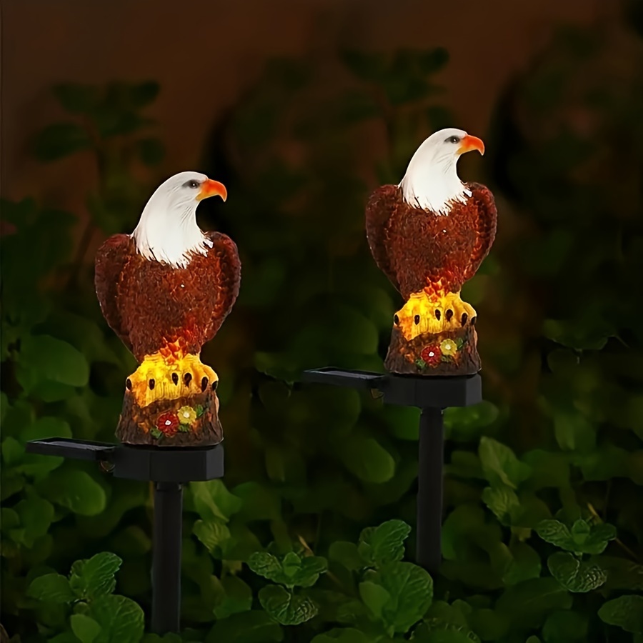 2pcs Eagle Solar-powered Led Outdoor Lights - Solar Garden Lights With Motion -like Dusk To, Resin Eagle Statue Lanterns For Lawn, Yard,, (no) - Solar Eagle Decor