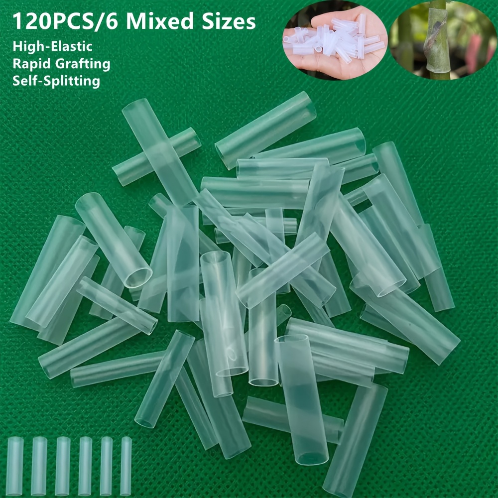 Image of 120pcs Premium Silicone Plant Grafting Sleeves - High-elastic Thin-walled Grafting Tubes For Bonding, Multiple Sizes (3/4/5/6/7/8mm) | Self-splitting No Manual Removal Needed, Beginner-friendly