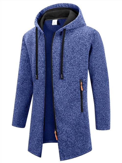 1pc mens winter autumn lined warm long trench coat fit jacket casual and fashionable gray trendy and versatile soft and comfortable top long sleeve mens knitted stand up collar zipper solid color for outdoor