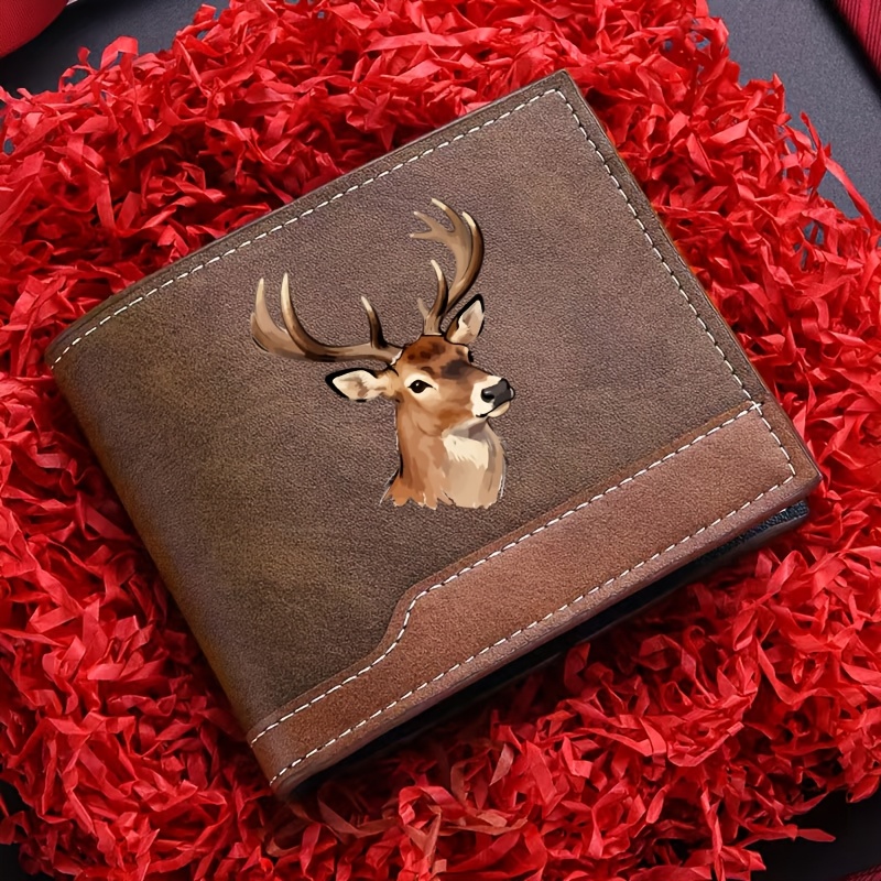 TEMU Men's Large-capacity Wallet With A Deer —foldable, Ultra-thin Business Wallet, , Lightweight, Multiple Card Slots, Suitable For Everyday And