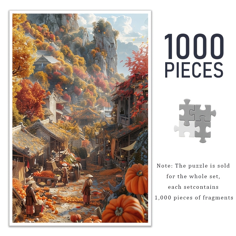 

1000pcs Prosperous For Adults - 19.7x27.6in, & Diy Art Puzzle With Vibrant Autumn Scene - , Ideal Birthday Gift For Craft Enthusiasts