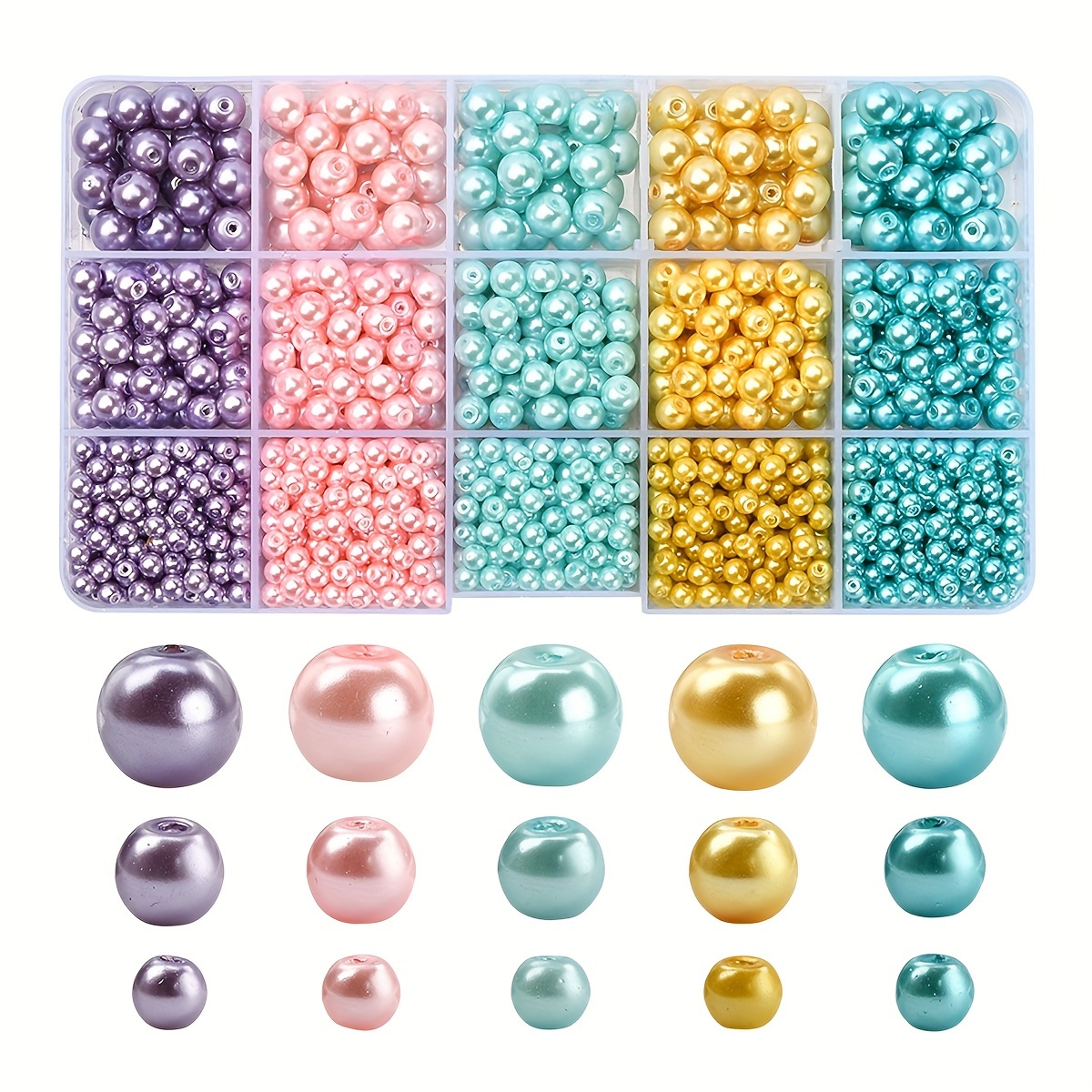 

850pcs 4/6/8mm Abs Imitation Pearl Round Beads For Diy Bracelet Necklace Jewelry Beading Material