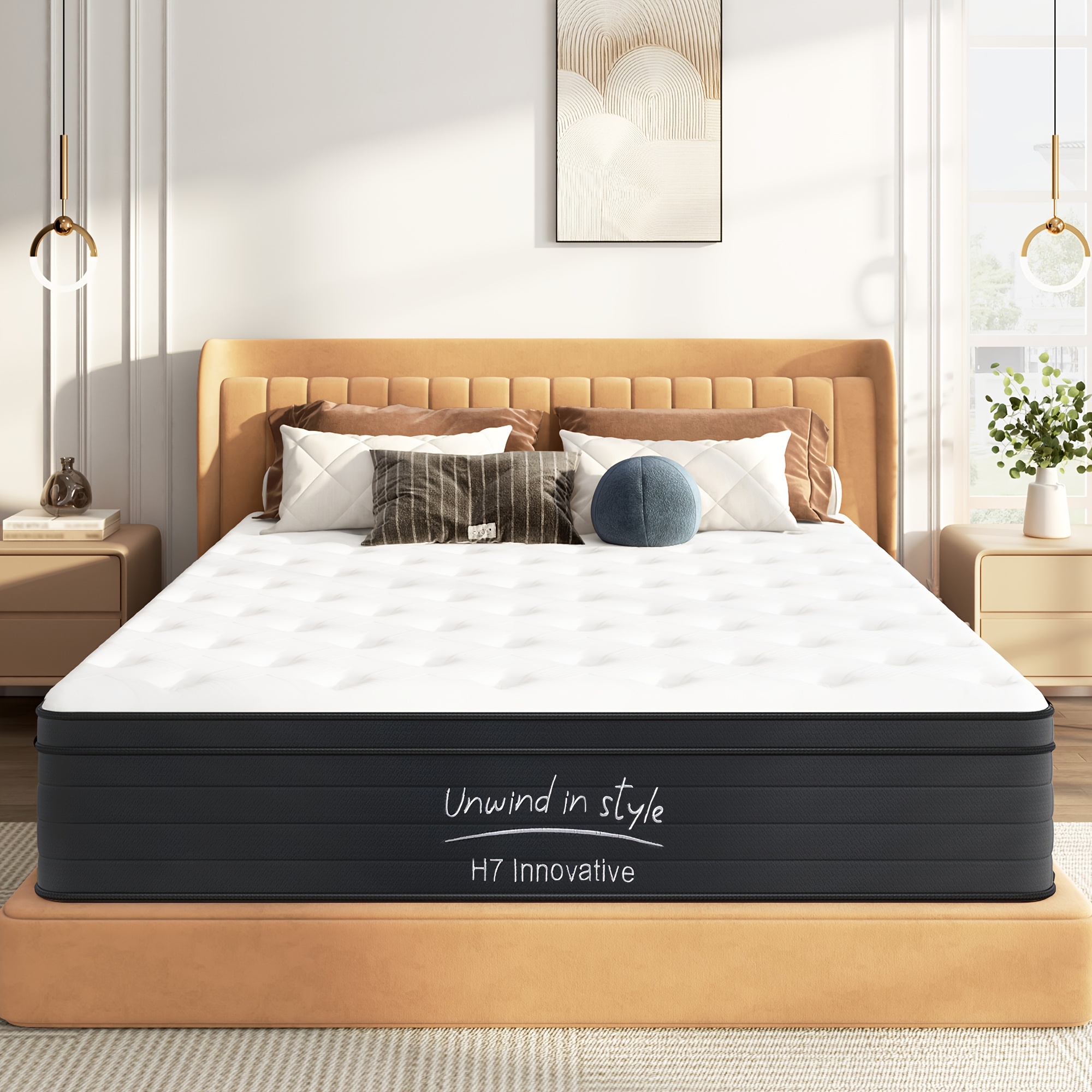 TEMU 10/12 Inch Hybrid Mattress, Twin/full/queen/king Size, Hybrid Mattress With Gel Memory Foam, Individual Bed Mattress, Medium Firm Mattress