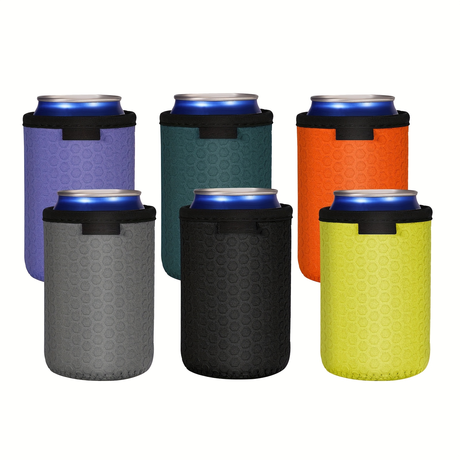 TEMU Of 6 Standard 12oz Can Cooler Sleeves, Made Of Soft Insulated Neoprene, Reusable And Non-slip, Designed To Hold Drinks Like Hard , Beer, Soda, , And Water Bottles