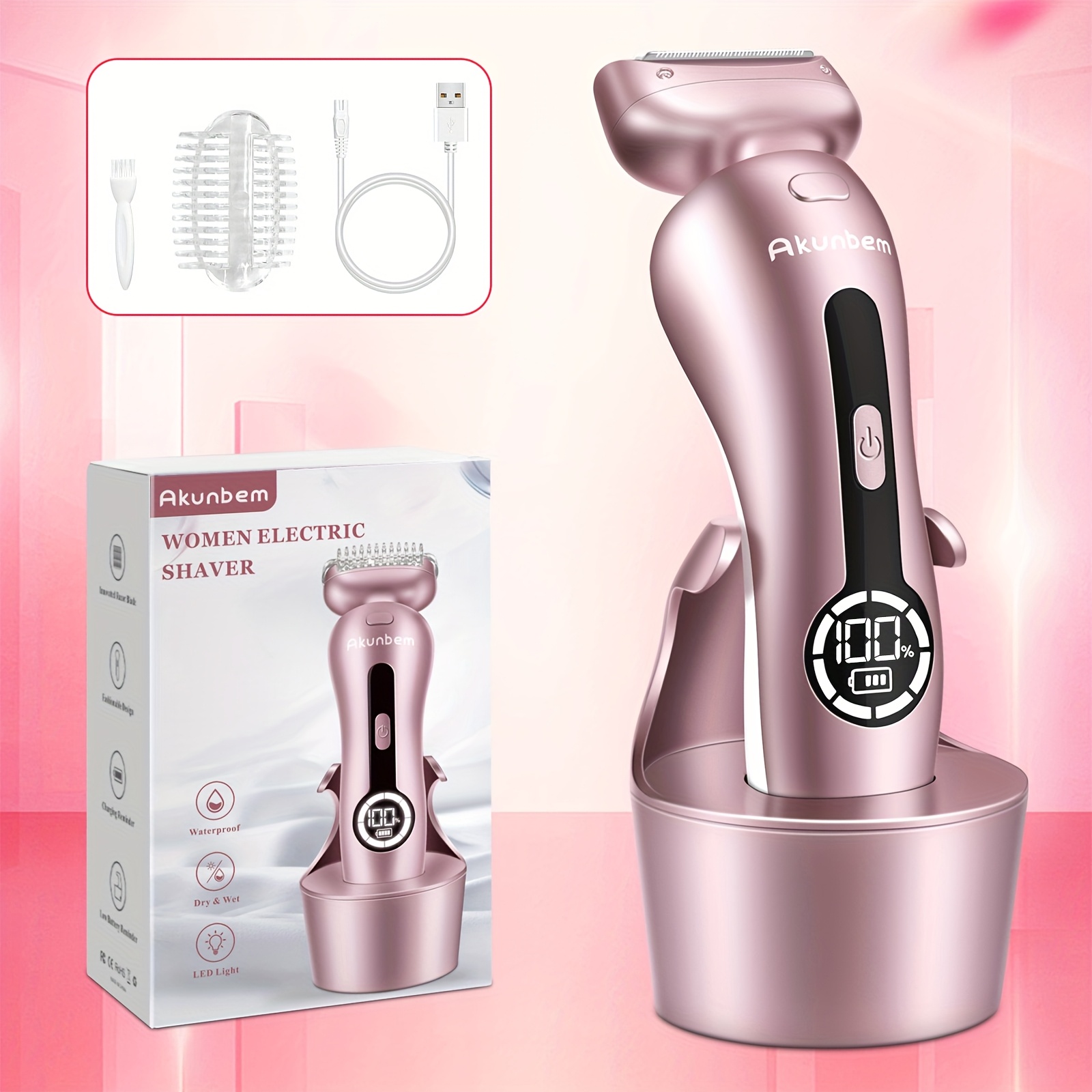 

Electric Rechargeable Women's Shaver - Cordless Trimmer For Legs,, Bikini, Underarm, And Public Hairs - Wet/dry Use, Detachable Head, And For Ideal Valentine's Day Gifts