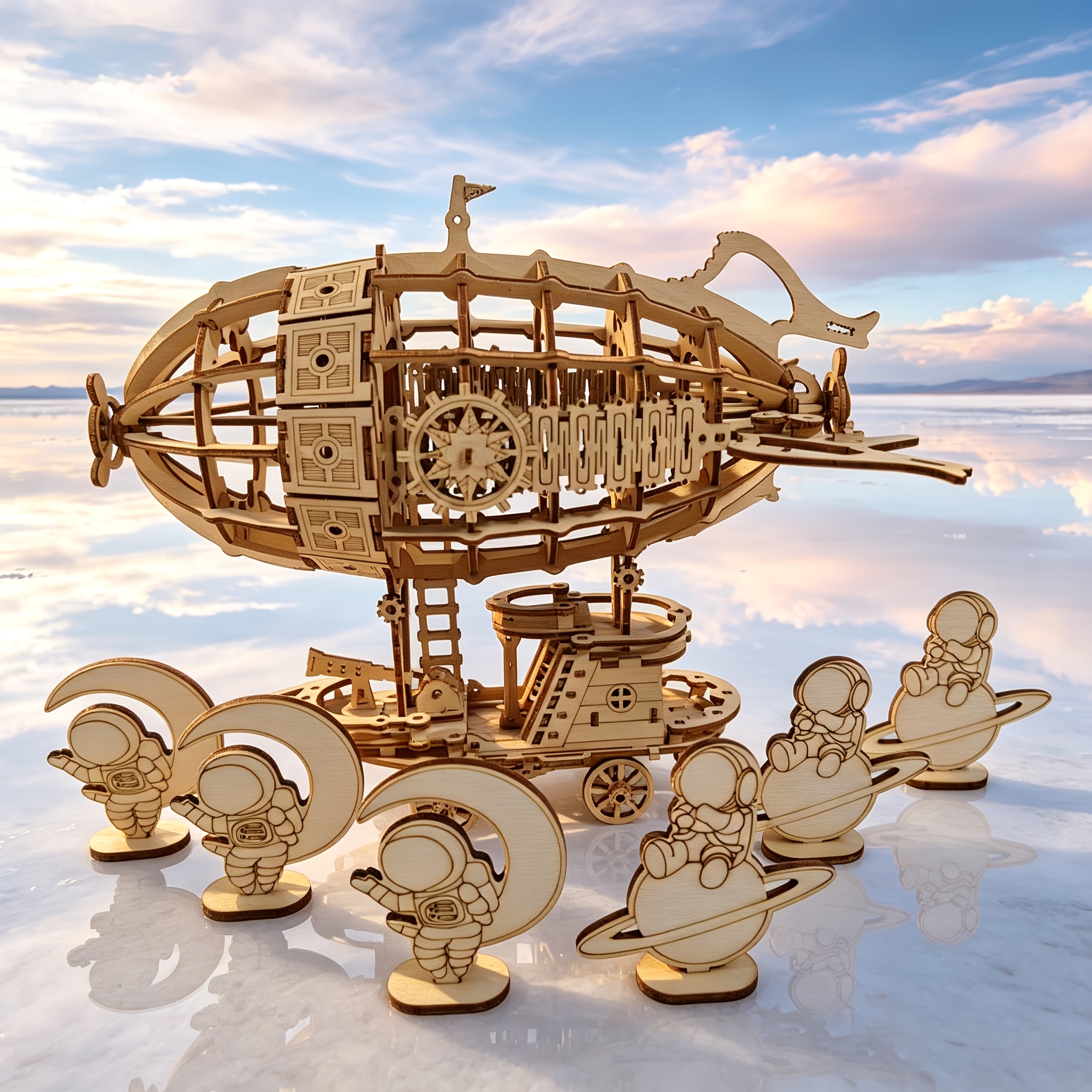 3D Steampunk Airship Wooden Puzzle, Airship Model