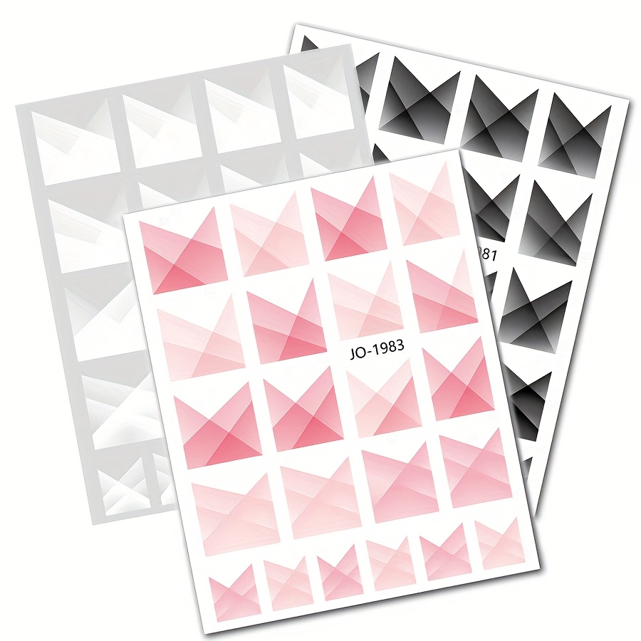 3pcs Gradient Stylish Nail Stickers, Ombre Nail Art Decals For Easy Manicure Decoration