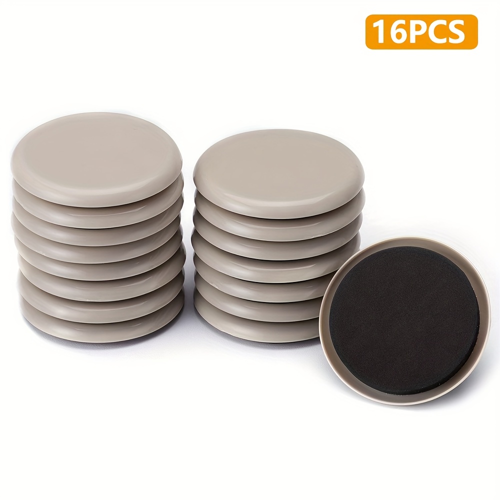 TEMU Furniture Sliders - 16pcs, 3 1/2" Reusable Furniture Sliders For Carpet, Heavy-duty Furniture Gliders Movers For Hardwood Floors, Plastic Moving