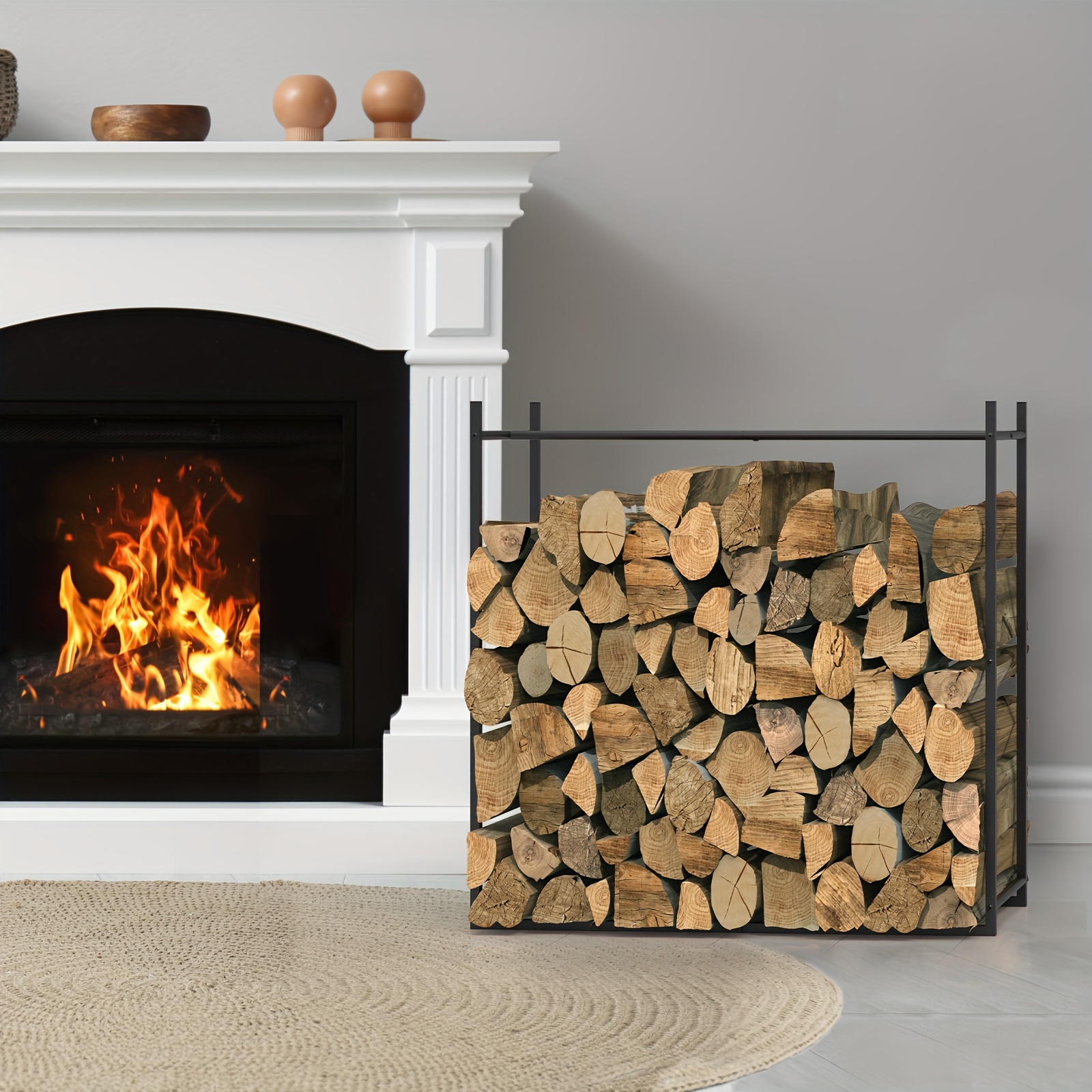 

Firewood Rack Indoor, Outdoor Wood Rack For Firewood, Waterproof Rustproof Stable Log Holder And Fireplace Decor