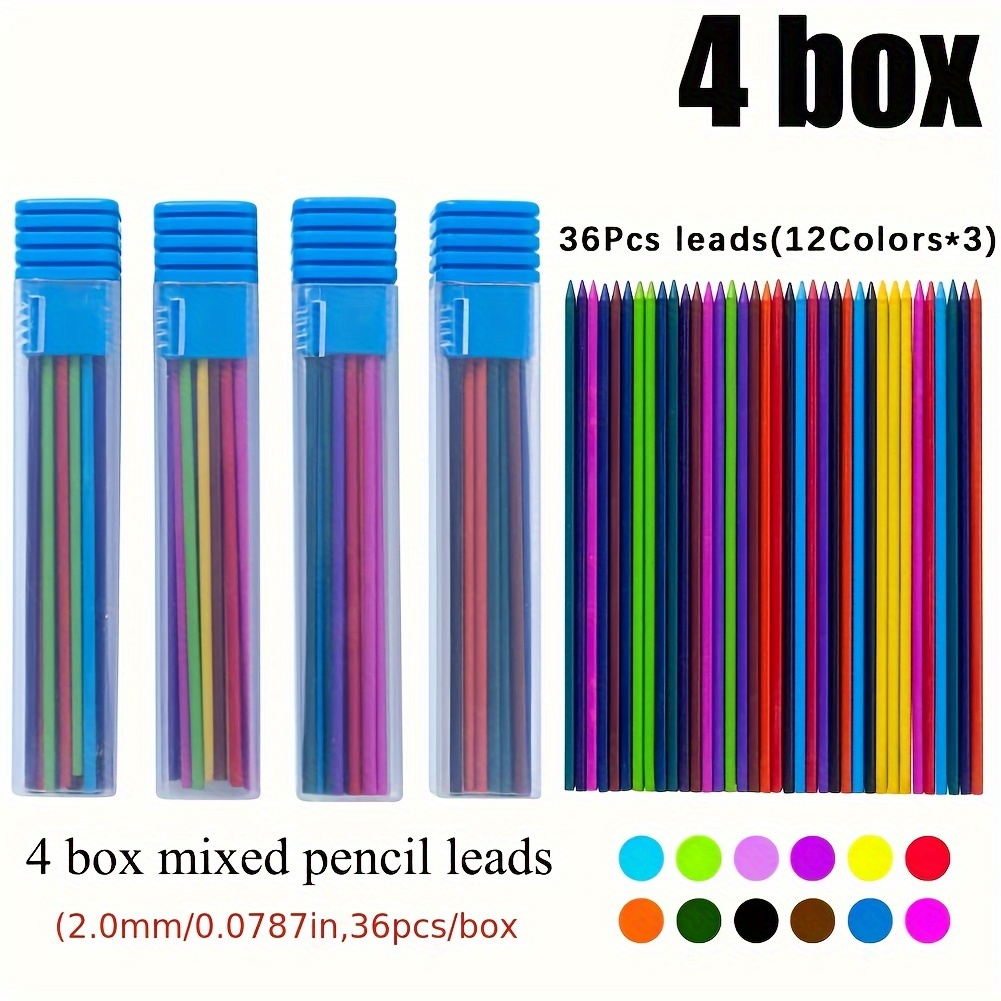 Mines Colorées Uni NanoDia 0.5mm - Lot De 7 Couleurs (140 Mines) + Notes Adhésives