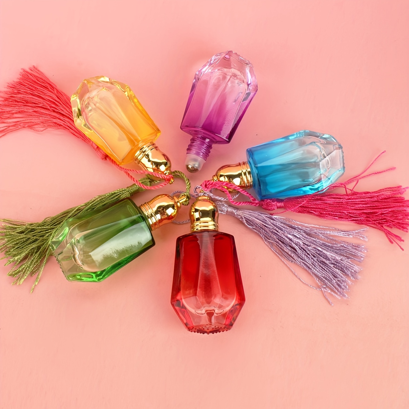 

Glass Perfume Roller Bottles 10ml - Hand Wash Only, Oval Shape, Unscented, Portable Travel Sample Vials With Tassels, Refillable For Essential Oils And Aromatherapy - 1 Pack Or 3 Pack