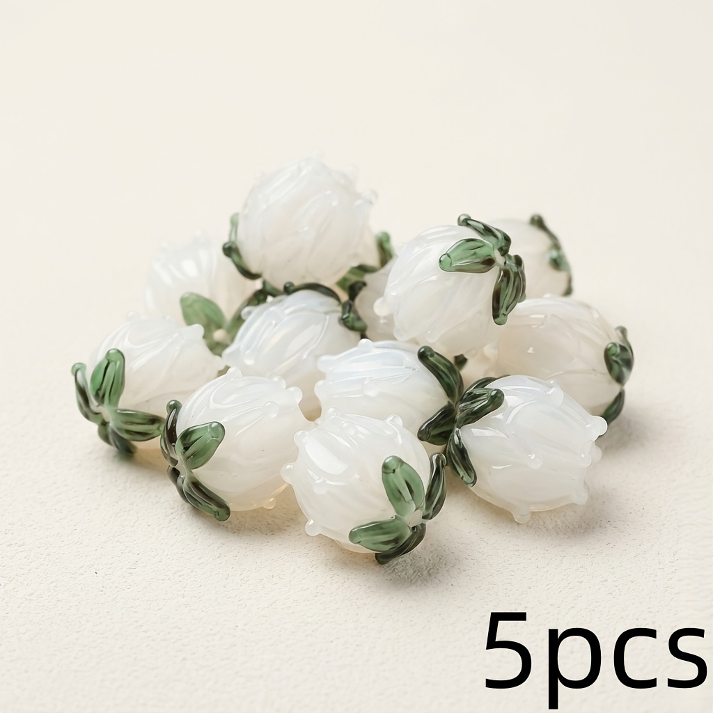 TEMU 5pcs Perles en verre lampwork de bouton de fabriquées à , perles décoratives de la adaptées pour bracelet, collier et perles de fabrication de