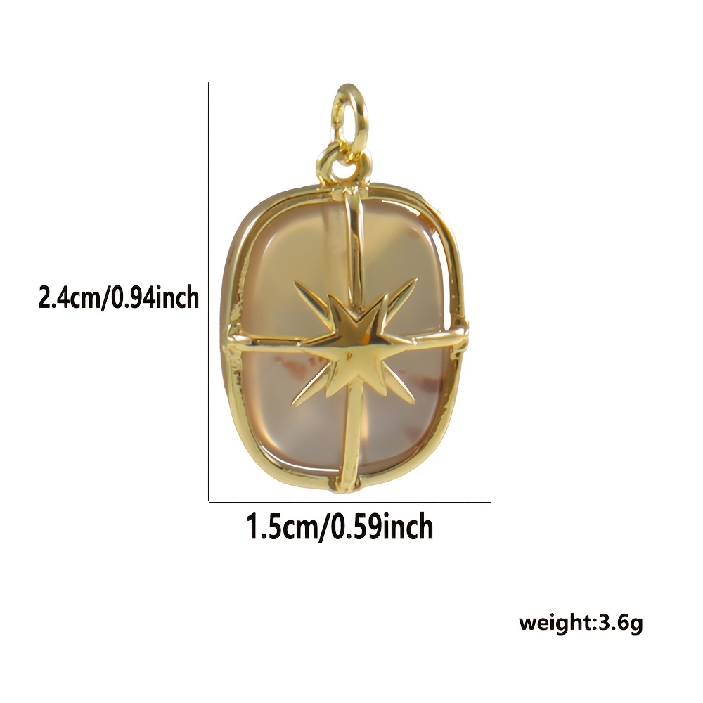 Copper Natural Stone Square Oval Pendant DIY Bracelet Necklace