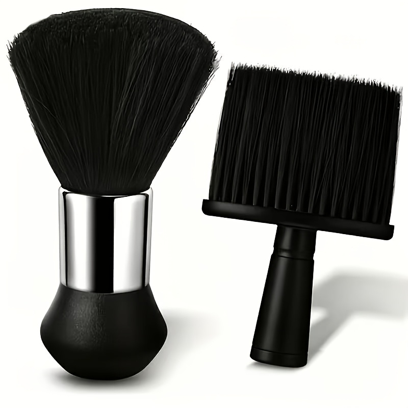 TEMU 2pcs Set Of Soft Bristle Hair Salon Cleaning Brush Set, [includes 1pc Neck Hair Brush And 1pc Fan-shaped Brush], With Handle For Portable Neck